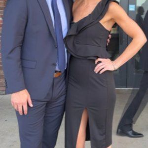 ECOWISH Women's Dresses Sexy Ruffle One Shoulder Sleeveless Split Bodycon Midi P